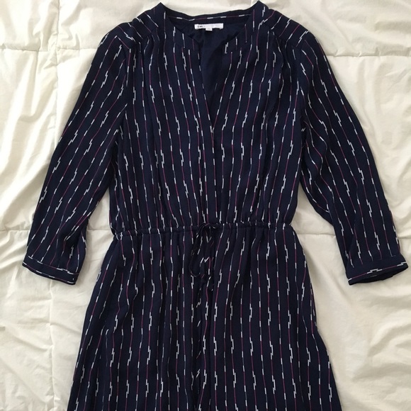 Navy dress with white and pink print - Picture 1 of 6